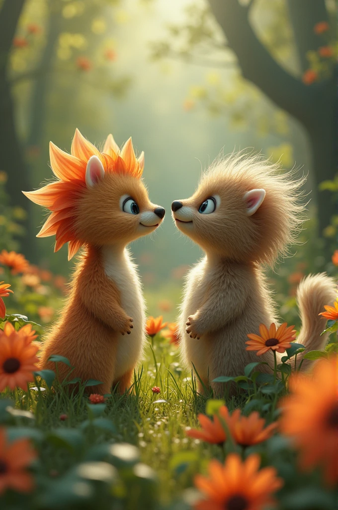 In magical garden flowers are talking to each other