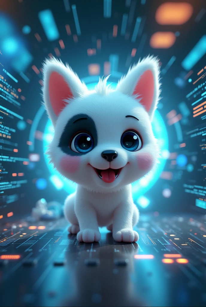 pochacco coming out of a computer