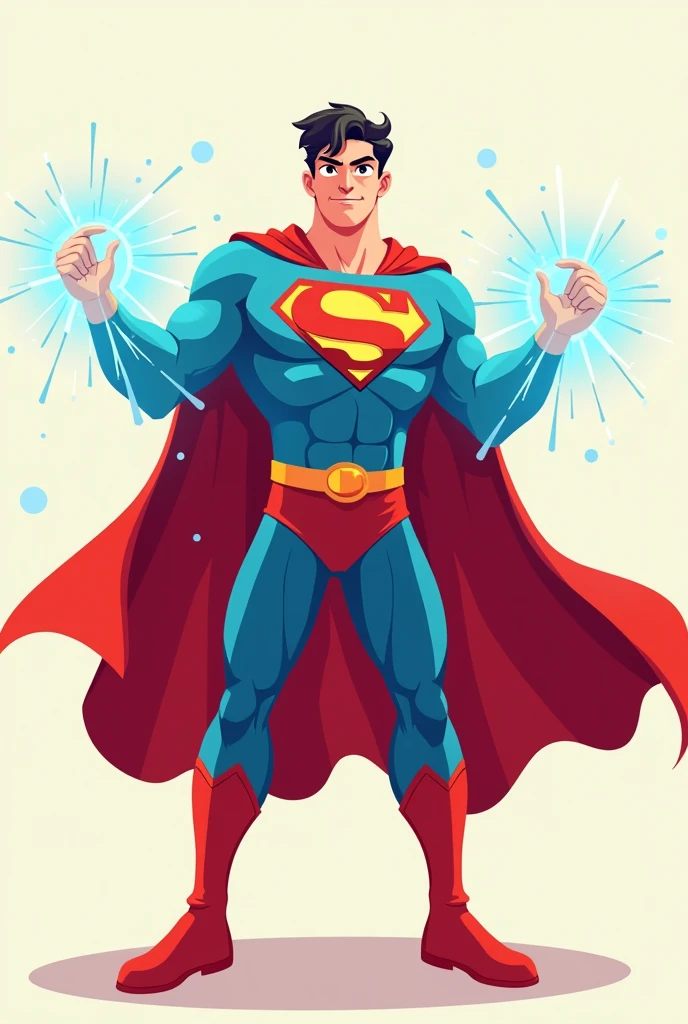 Animated superohero with clean hands warding off all germs on theme of Hepatitis