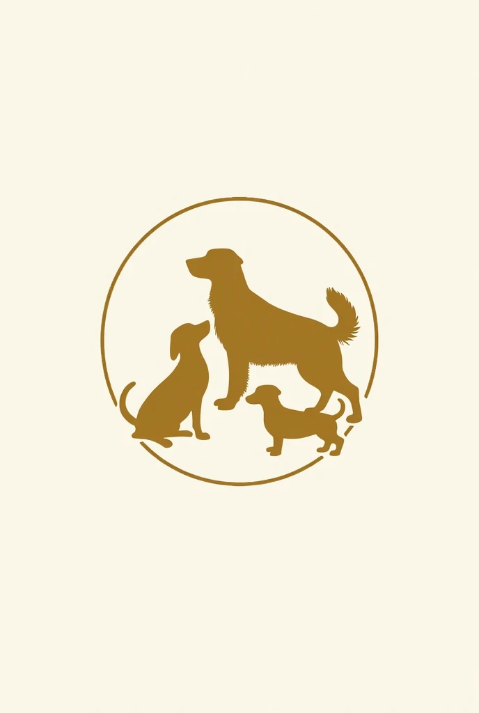 a round logo with the silhouette of a Golden Retriever, a cocker spaniel and a dachshund