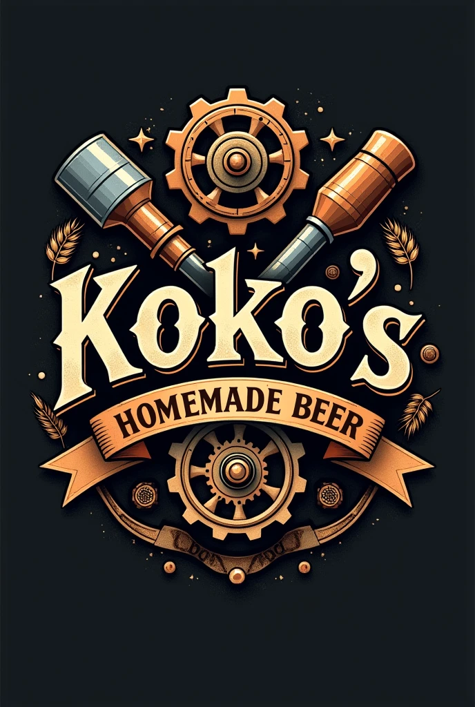 Logo for my company, should be manly. use gears, copper, tools and my company name, “Koko׳s homemade beer” as a centrepiece.