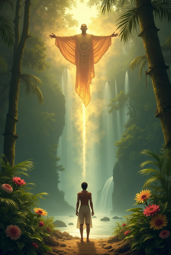 A person receiving a spiritual pass from a caboclo