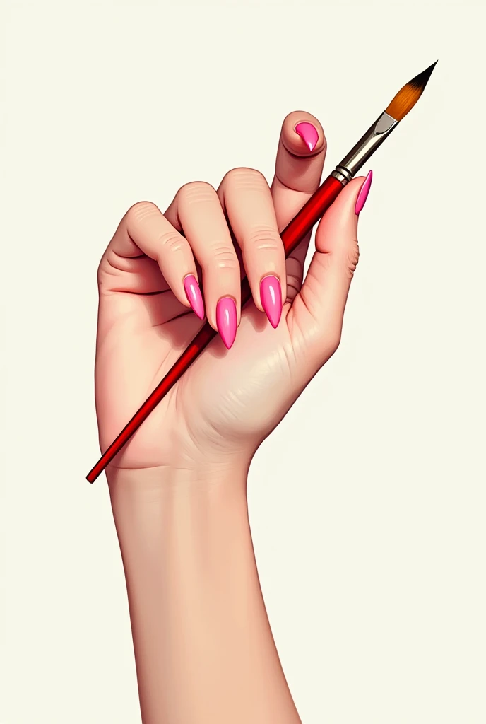 Illustration of a woman&#39;s hand with pink nails and a brush