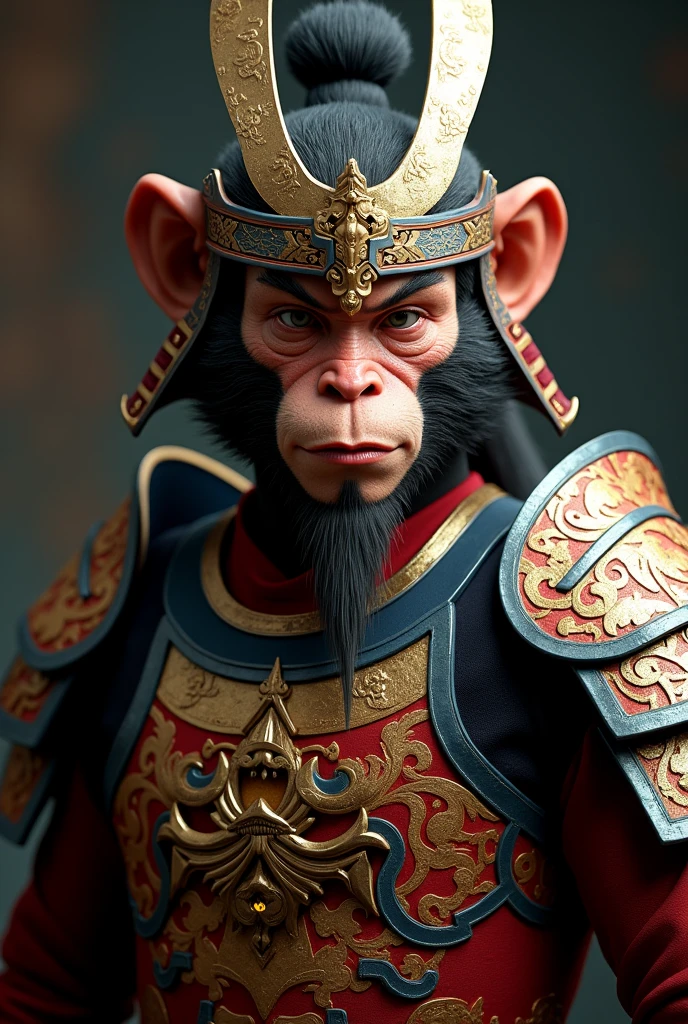 Hyperfocus portrait, Wukong, chinese warrior armor, ultra realisitic, REALITY, hiperREALITY