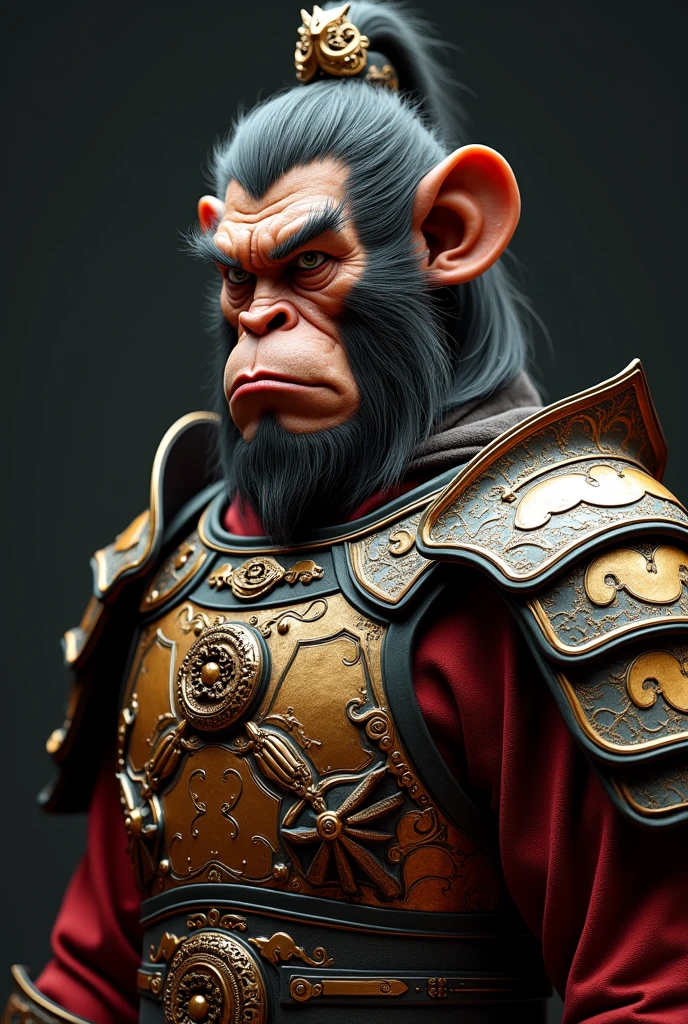 Hyperfocus portrait, Wukong, chinese warrior armor, ultra realisitic, REALITY, hiperREALITY 