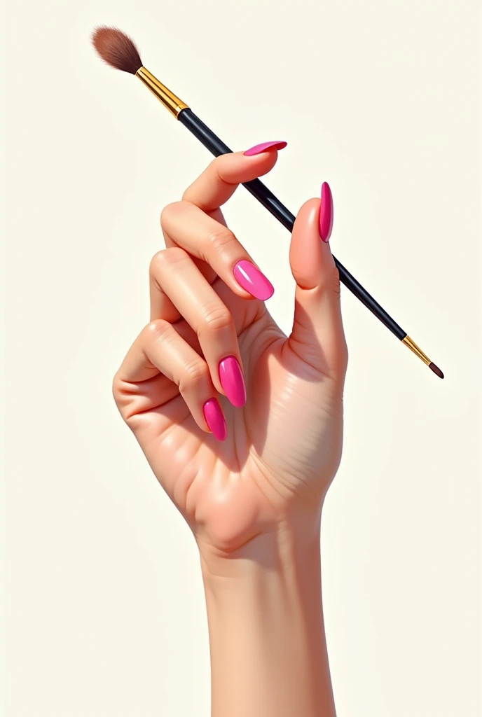 Illustration of a woman&#39;s hand with pink nails and a brush