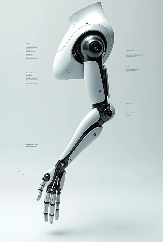 generate an image of a myoelectric bionic upper limb prosthesis specifying the parts that compose it, labeling them and including the name of the most important parts of the arm prosthesis in legible letters and in very large size., include the electrode. The names of the parts that compose it must be real
