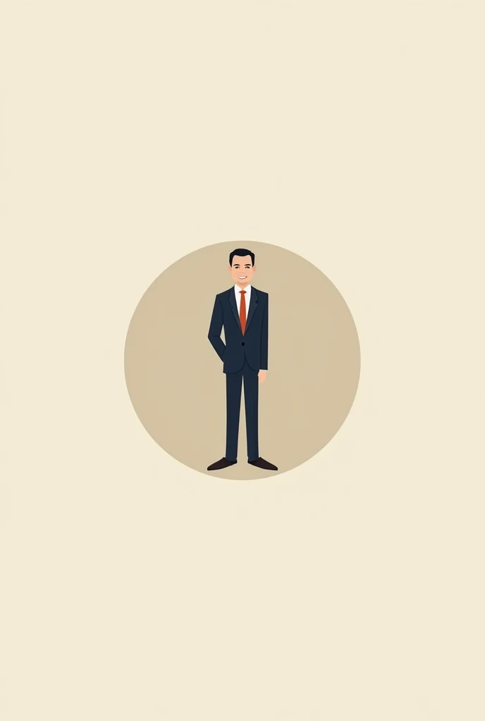 I want a logo for a political party, where the logo has to be a round stick figure that from the waist up wears a suit and tie, well dressed, but the pants are short pajama pants with espadrilles The drawing is simplified to the maximum so that it is a logo
