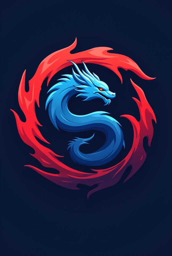 Make a logo for an e-sports team based on the mythological animal Sheilong in blue and it coming out of a red cloud. Do it in a simpler way and the cloud should be around it, it is a cloud that is to be made