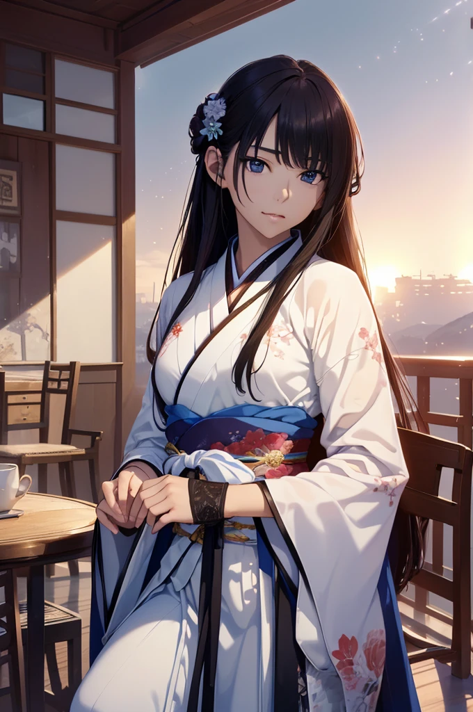 Starry sky and fog cover the landscape.Rich historical background. (Highest quality,4K,8k,High resolution,masterpiece:1.2), Very detailed, (Realistic,Realistic,Photorealistic:1.37), High resolution, Hyper HD, Studio Lighting, Ultra-fine painting, Sharp focus, Physically Based Rendering, Very detailed説明, Professional, Vibrant colors, Bokeh, Sports Late, Ancient War Landscapes, Traditional Chinese Painting Techniques, Atmospheric lighting, Dynamic Pose, Complex combat scenarios, Vivid color contrast, Visually stunning composition, Ethereal atmosphere,Very detailed目と顔, Beautiful attention to detail, Light on the face, (Hanfu: 1.1),Spread your legs wide、