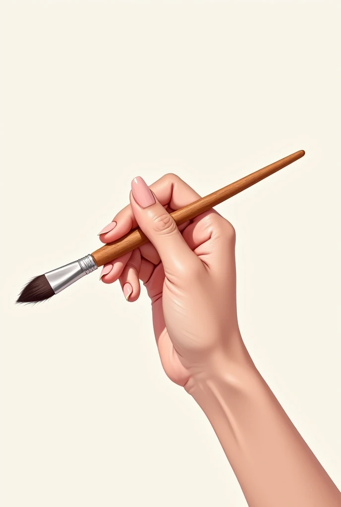 Illustration of a woman's hand with light pink nails and a brush