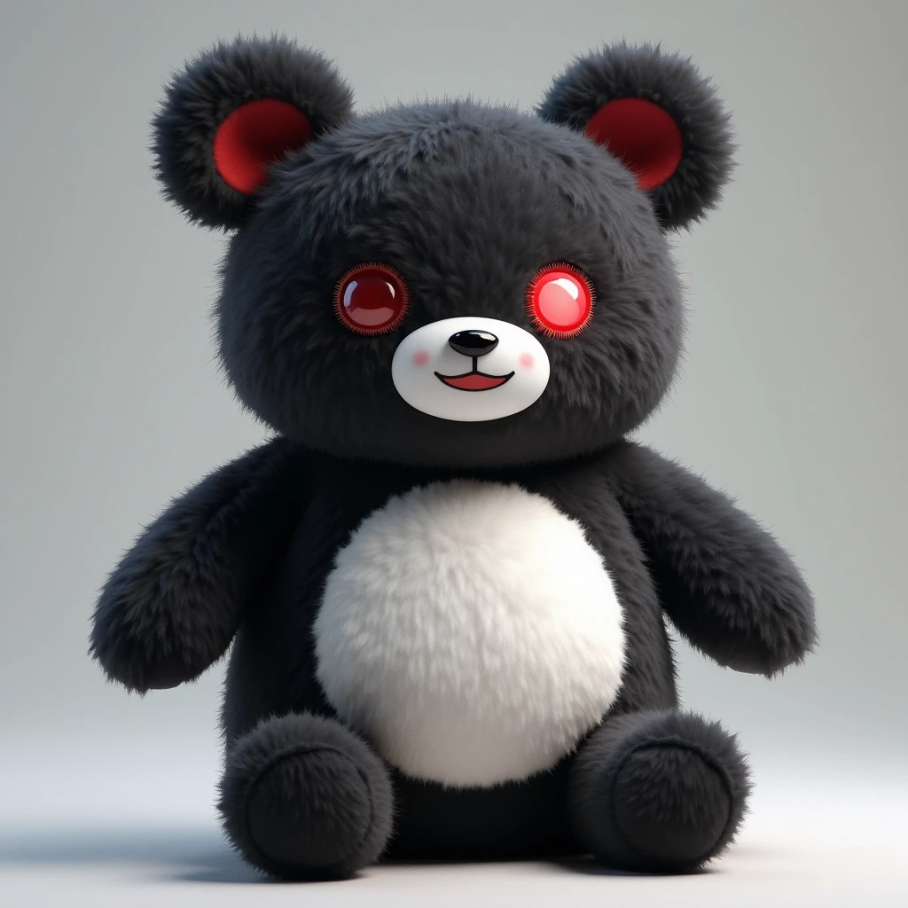 Monokuma, danganronpa, stuffed animal, bear, black and white, one red eye