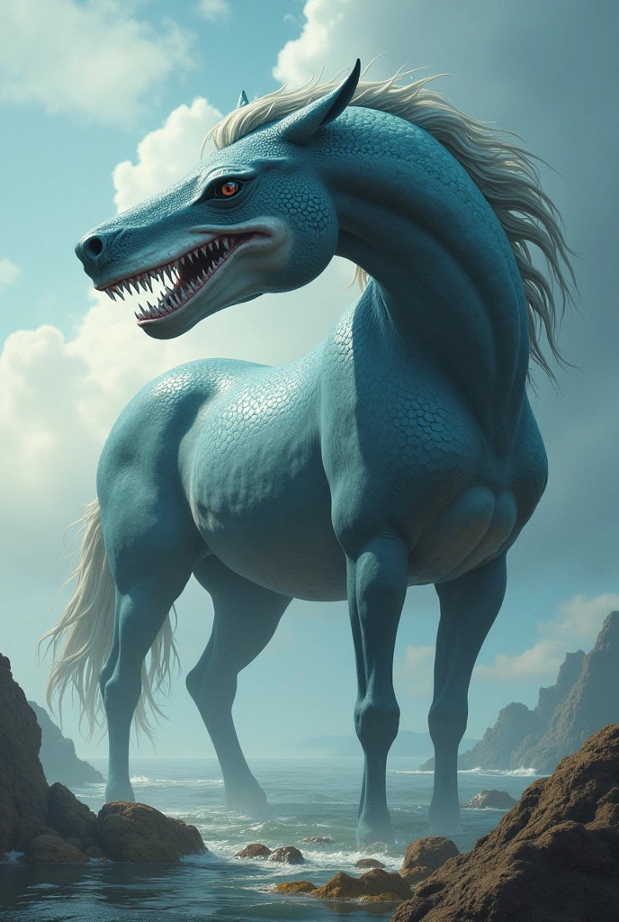 A horse with a shark head
