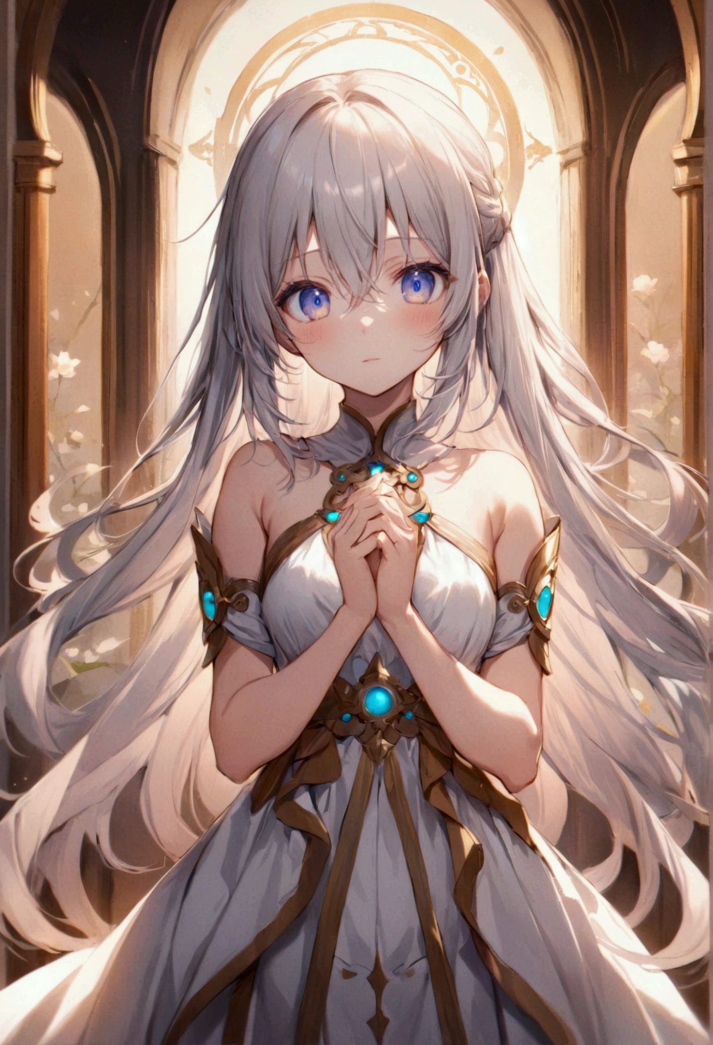 Anime girl with long straight aether hair,aether eyes, detailed body, detailed eyes, masterpiece, best quality, aesthetic, standard pose