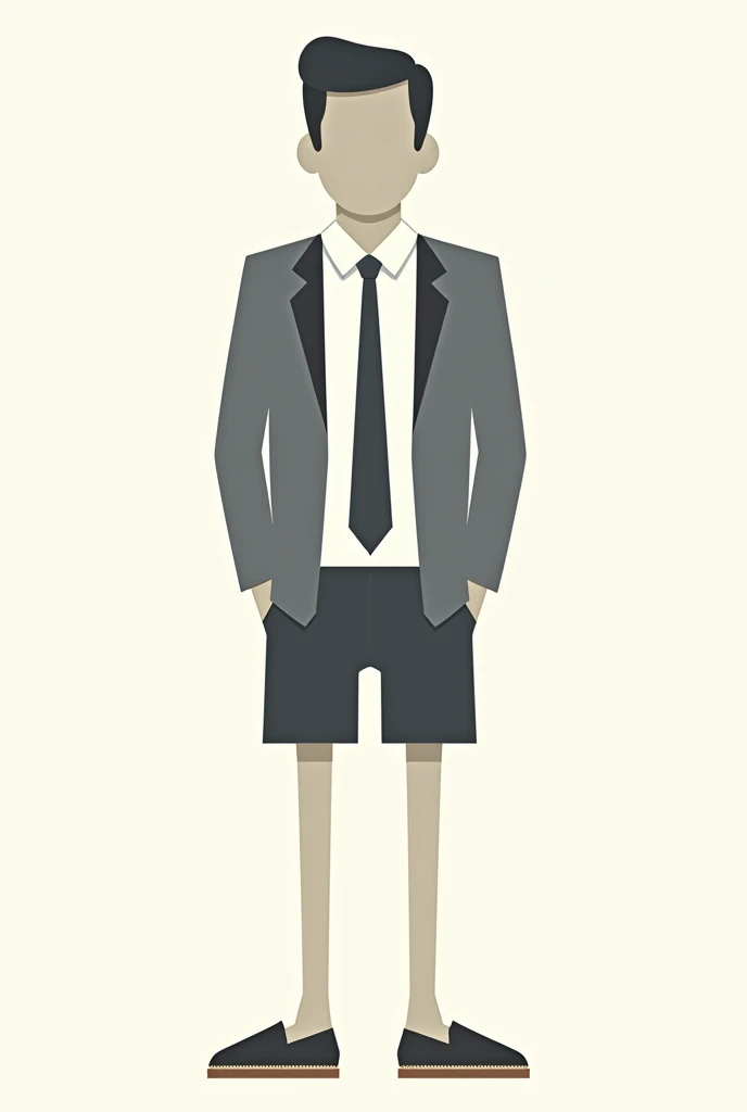 I want a logo for a political party, where the logo has to be a simple drawing of a stick figure that from the waist up wears a suit and tie, well dressed, but the pants are short pajama pants with espadrilles The drawing is simplified to the maximum so that it is a logo
