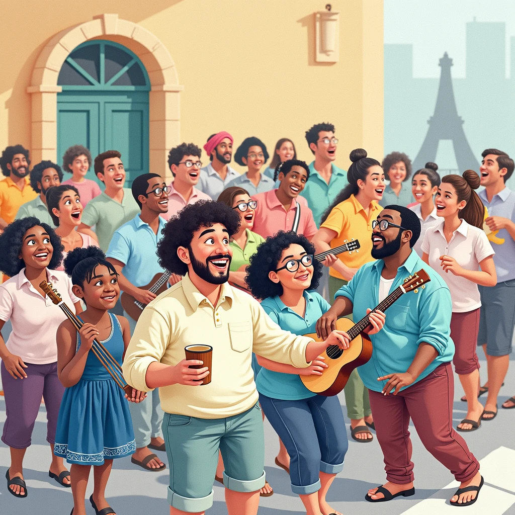 Image of a group with men women and kids playing instruments
