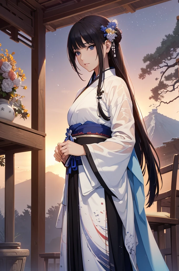 Starry sky and fog cover the landscape.Rich historical background. (Highest quality,4K,8k,High resolution,masterpiece:1.2), Very detailed, (Realistic,Realistic,Photorealistic:1.37), High resolution, Hyper HD, Studio Lighting, Ultra-fine painting, Sharp focus, Physically Based Rendering, Very detailed説明, Professional, Vibrant colors, Bokeh, Sports Late, Ancient War Landscapes, Traditional Chinese Painting Techniques, Atmospheric lighting, Vivid color contrast, Visually stunning composition, Ethereal atmosphere,Very detailed目と顔, Beautiful attention to detail, Light on the face, (Hanfu: 1.1),Spread your legs wide、My clothes are wet and transparent