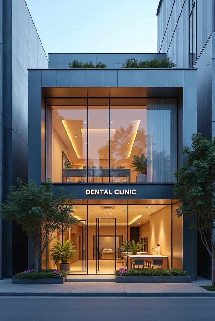 Facade of a modern dental clinic 
