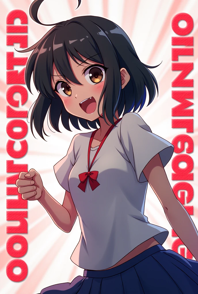 An anime-style Japanese girl with expressive features, standing in a dynamic pose. She is set against a simple background that allows her to stand out. The entire border of the image should be framed with the text "OtakuZone" in a bold, stylized anime font, creating a continuous pattern around the edges. The colors should be vibrant, with the text blending harmoniously into the overall design.a