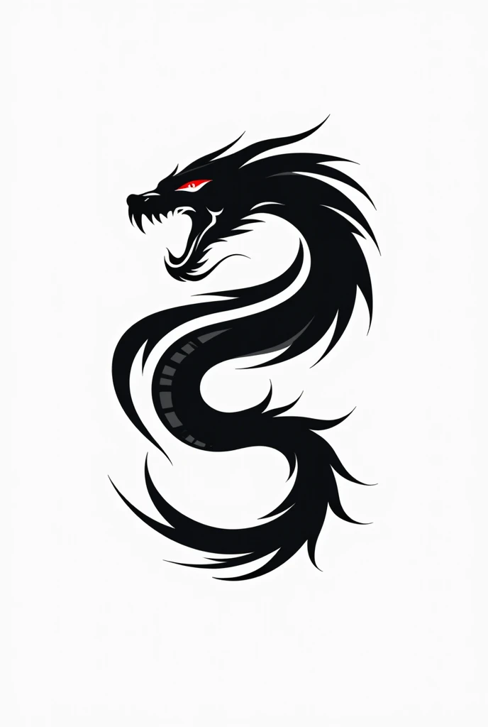 Make a logo for an e-sports team based on the mythological animal Sheilong in black and white, make it better and without that ugly background.