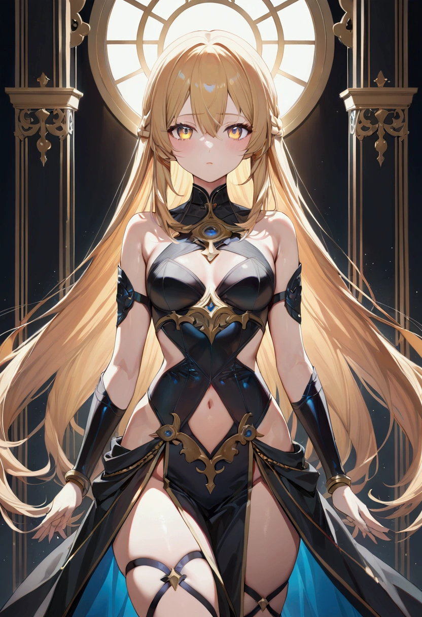 Anime girl with long straight aether hair,aether eyes, detailed body, detailed eyes, masterpiece, best quality, aesthetic, standard pose