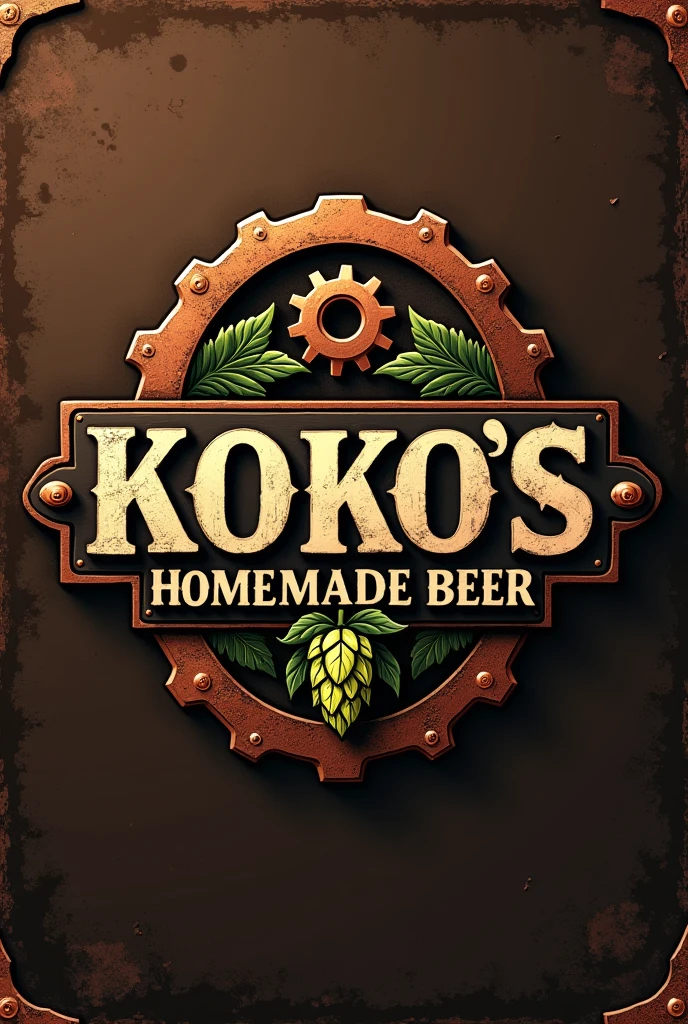 Logo for my company, should be manly. use gears, copper, hops and my company name, “Koko׳s homemade beer” as a centrepiece.