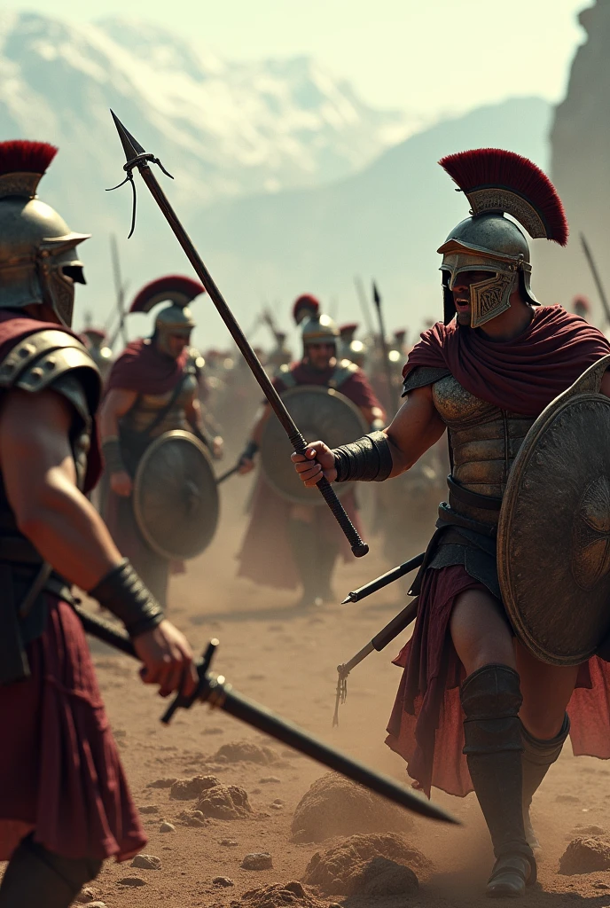 Create a picture of the Spartans in battle that looks very real