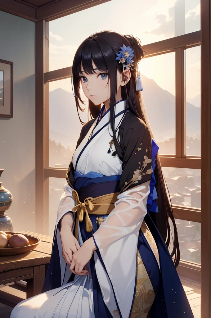 Starry sky and fog cover the landscape.Rich historical background. (Highest quality,4K,8k,High resolution,masterpiece:1.2), Very detailed, (Realistic,Realistic,Photorealistic:1.37), High resolution, Hyper HD, Studio Lighting, Ultra-fine painting, Sharp focus, Physically Based Rendering, Very detailed説明, Professional, Vibrant colors, Bokeh, Sports Late, Ancient War Landscapes, Traditional Chinese Painting Techniques, Atmospheric lighting, Vivid color contrast, Visually stunning composition, Ethereal atmosphere,Very detailed目と顔, Beautiful attention to detail, Light on the face, (Hanfu: 1.1),Spread your legs wide、My clothes are wet and transparent、Small breasts、Exposed breasts