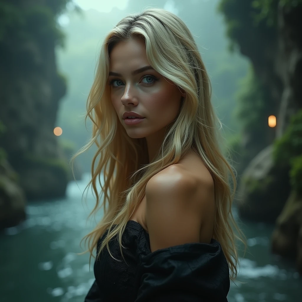 Beautiful and sexy blonde woman in a random place, 8k
