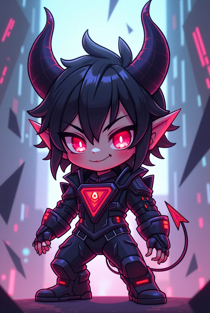 outfit with triangle shape , mean, devil , sic-fi ,anime . chibi