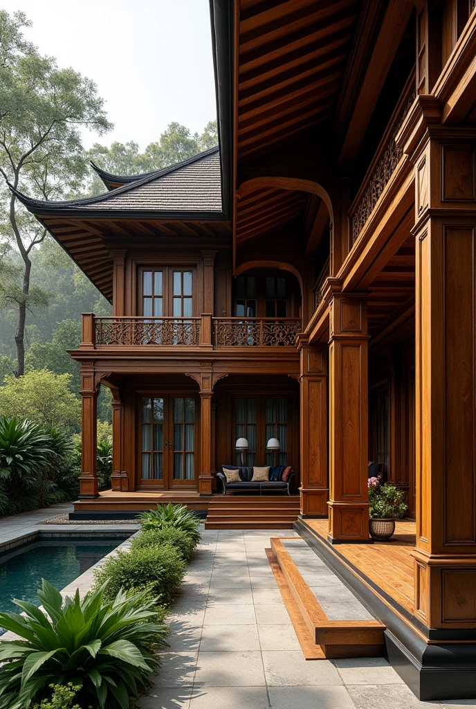 Wooden lux bangalow
With black and gold elements
