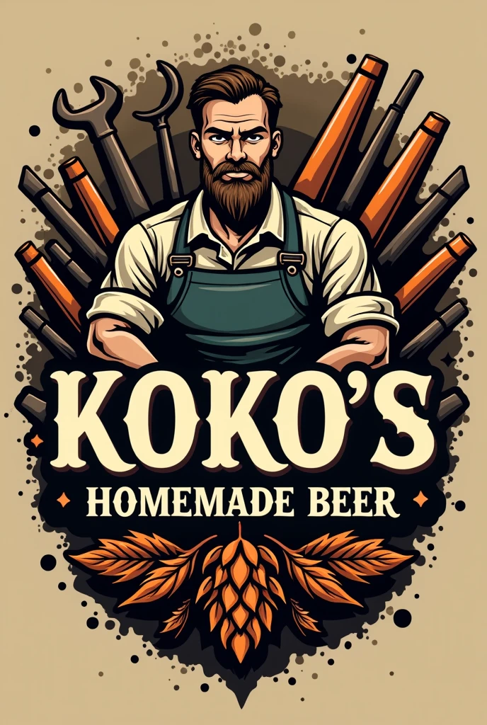 Logo for my company, should be manly. use tools, copper, one hops and my company name, “Koko׳s homemade beer” as a centrepiece.