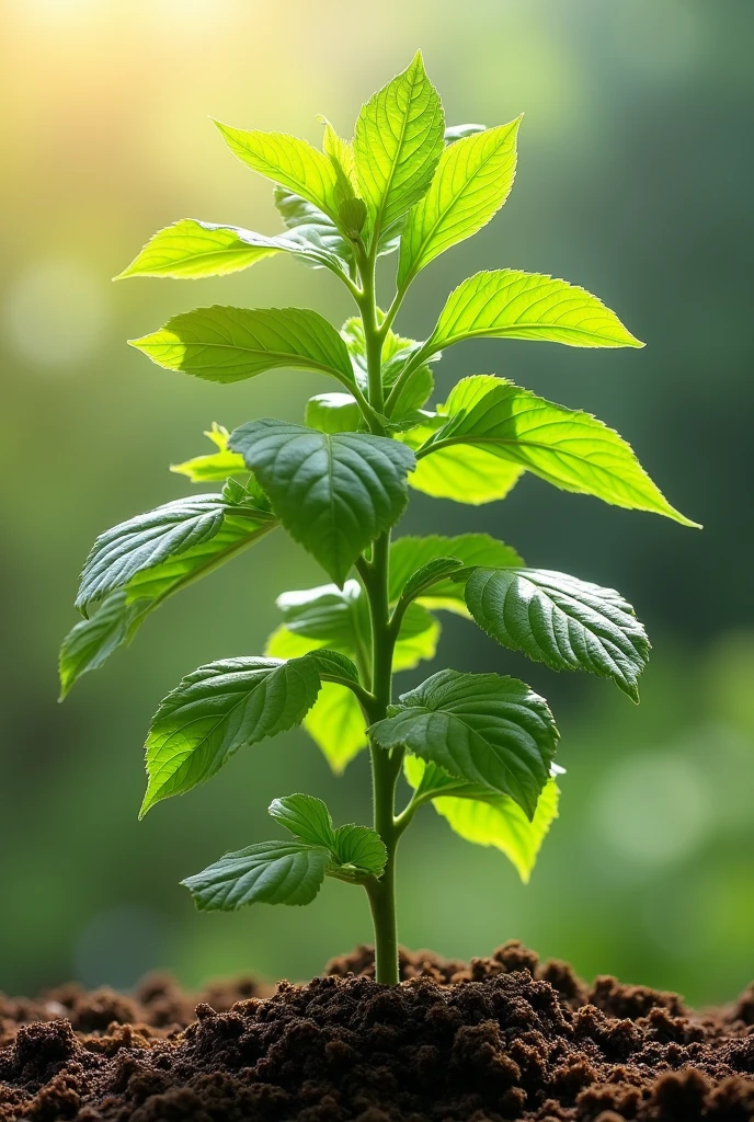 Show me the same plant in these 3  (full sunlight, partial shade, artificial light) and they measure how it affects specifically in centimeters and what are the 3 in Spanish