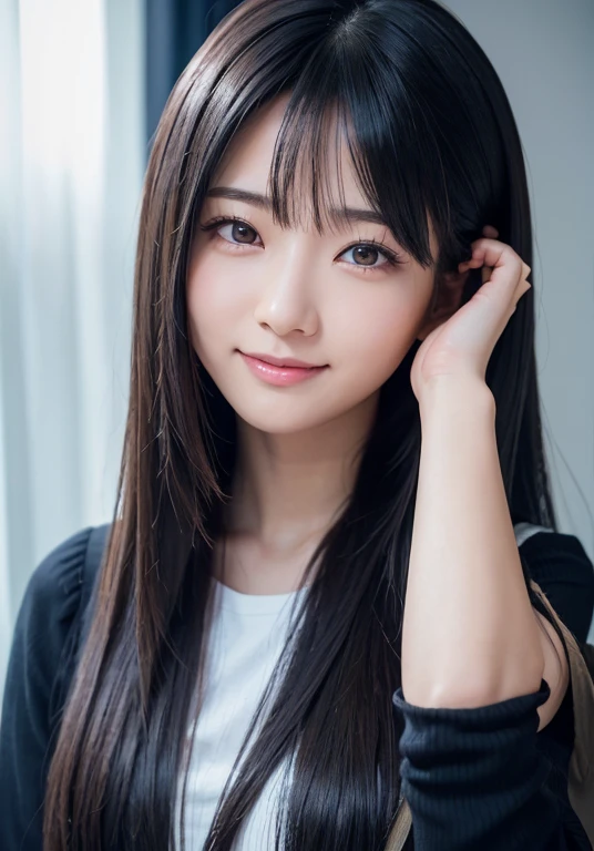 25Japan years old、Black Hair、Round eyes、False eyelashes、Light wavy hair, correct、Striped Hair、Brown Hair、Blue Hair、Dark blue hair、Gradient Hair、Asymmetrical hair、Hair behind the ear、Crossed bangs、Long Hair、とてもLong Hair、Hair up on one side、とんでもなくLong Hair、Valletta、Sunglasses under the eyes、、Ring Eye、Round eyes、Compensate、Wicked Smile、A light smile、Surrealism、Cast a Shadow、Anaglyph、Stereogram、Portraits、Subjective、Atmospheric perspective、Film Grain、Backlight、Exposure、Lens flare、8k、Very detailed、最high quality、超High resolution、超High resolution、Very detailed、Very realistic, masterpiece、correct、Textured skin、high quality、最high quality、Awards、High resolution、16K, Hair folder、A light smile、Redness in the ears、correct、odor、Surrealism、Cast a Shadow、Subjective、Shine、360° View、Very detailed、最high quality、超High resolution、解剖学的にcorrect、masterpiece、Textured skin、High resolution、最high quality、Attention to detail、Long eyelashes、A slight blush、Compensate, ((The whole body is visible))