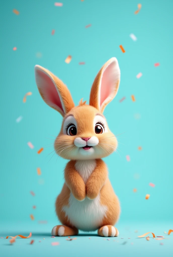 Create an image celebrating 10,000 Facebook subscribers, with a blue background and a brown rabbit