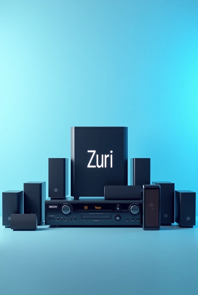 RADIO DVD BLU RAY FON 6 SPEAKERS SKY BLUE WITH A WRITING THAT SAYS ZURI