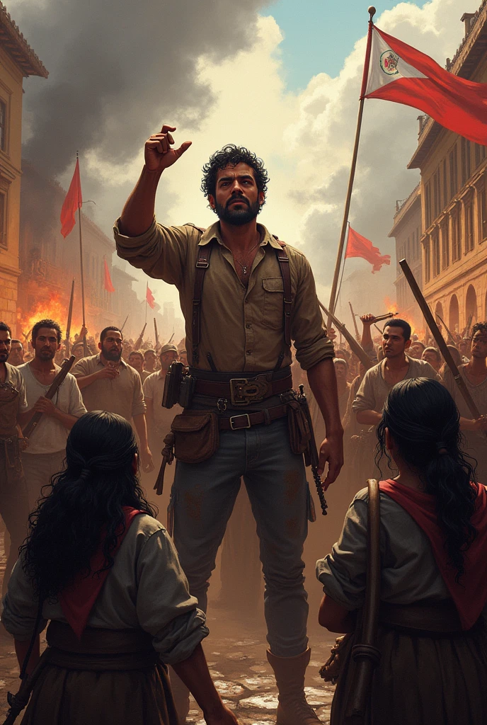 
A dramatic image of the uprising led by Sebastián Pagador, showing the resistance of the locals against the Spanish colonial forces