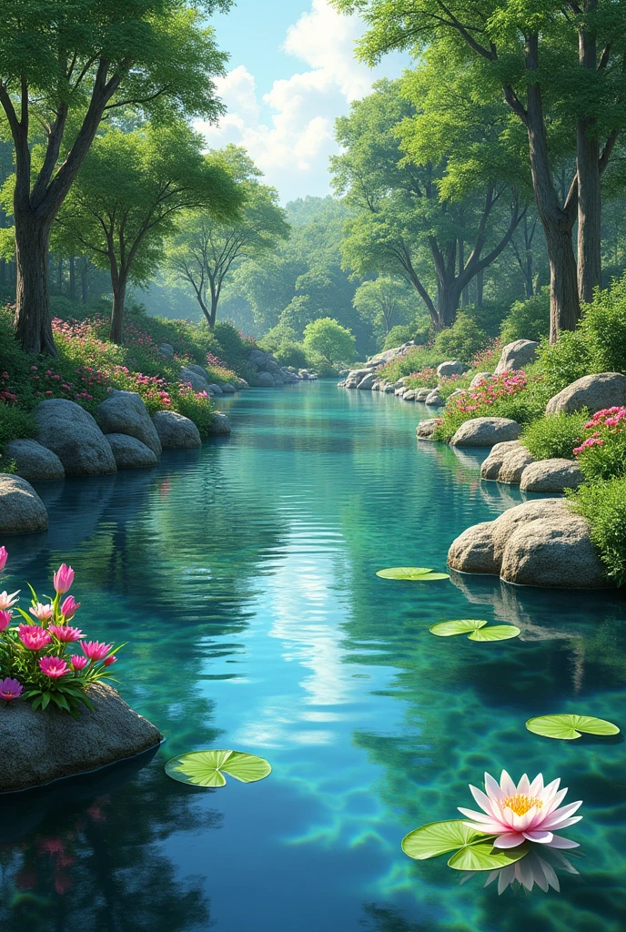 A beautiful pond in a garden