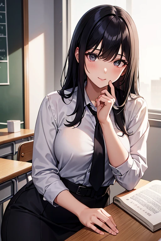 school female teacher,25 talents,Black Hair,long hair,