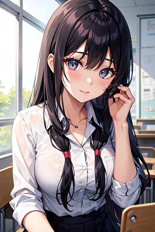 school female teacher，25 talents，Black Hair，long hair，