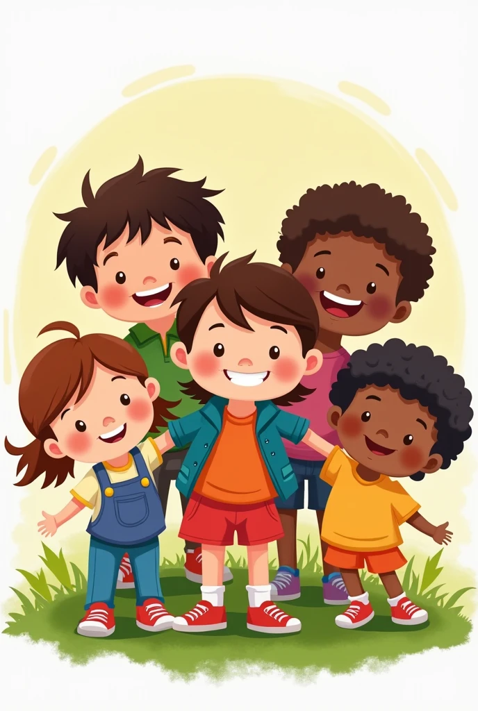 Logo for a school specializing in happy children of different ethnicities
