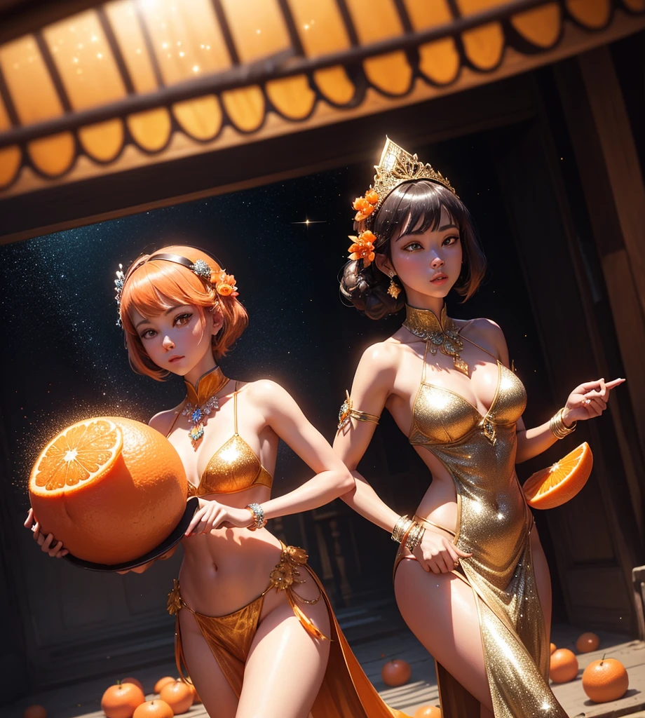There is no one Delicious mandarin oranges High Contrast Photon Mapping Glitter lame race jewelry Diamond particles