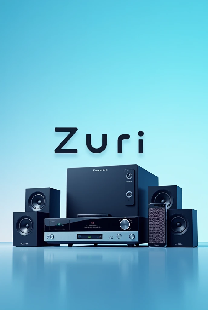 RADIO DVD BLU RAY FON 6 SPEAKERS SKY BLUE WITH A WRITING THAT SAYS ZURI