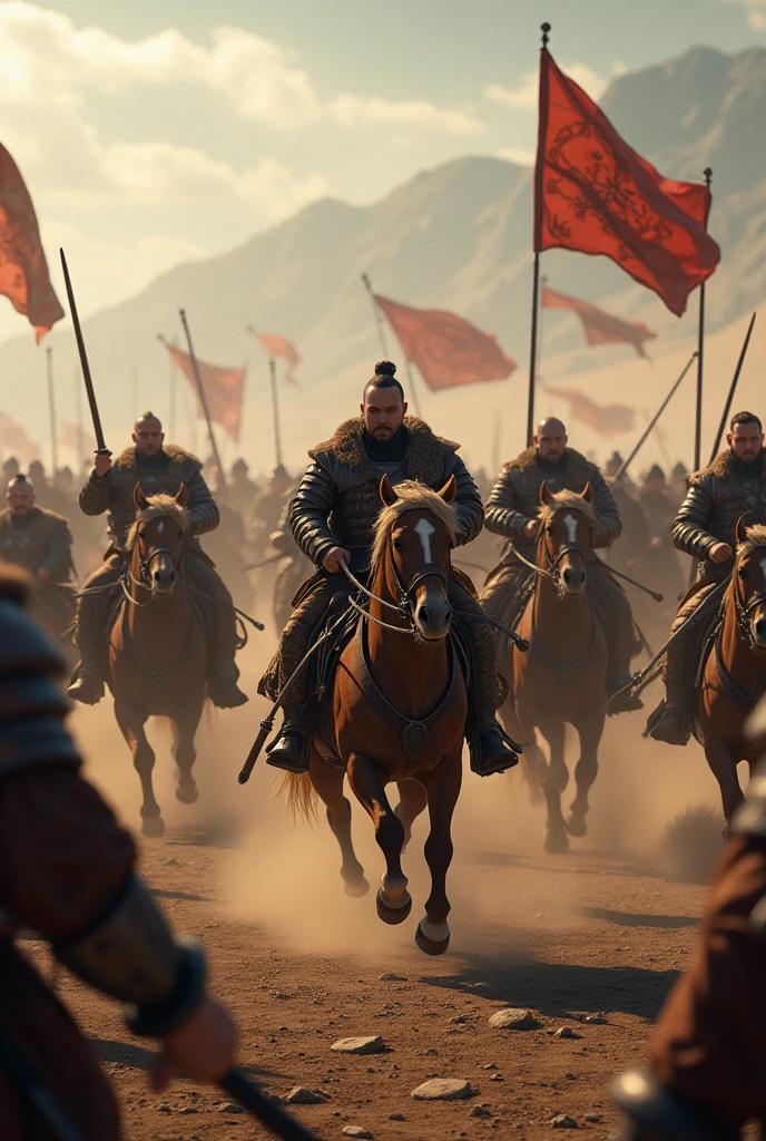 Create an image of a Mongol horde in battle that looks very real  