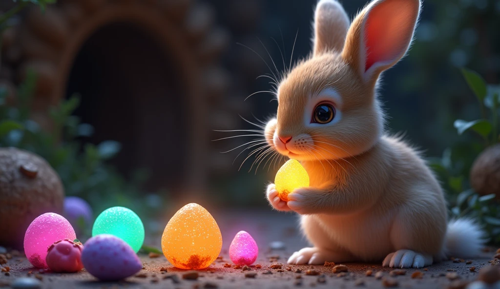 Inside, rabbit found a collection of colorful, magical seeds.