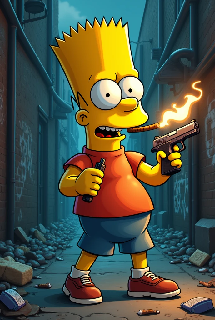 Make me bart with a cigar and a gun