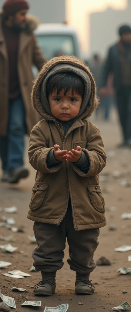 Afghan child crying exchange for money