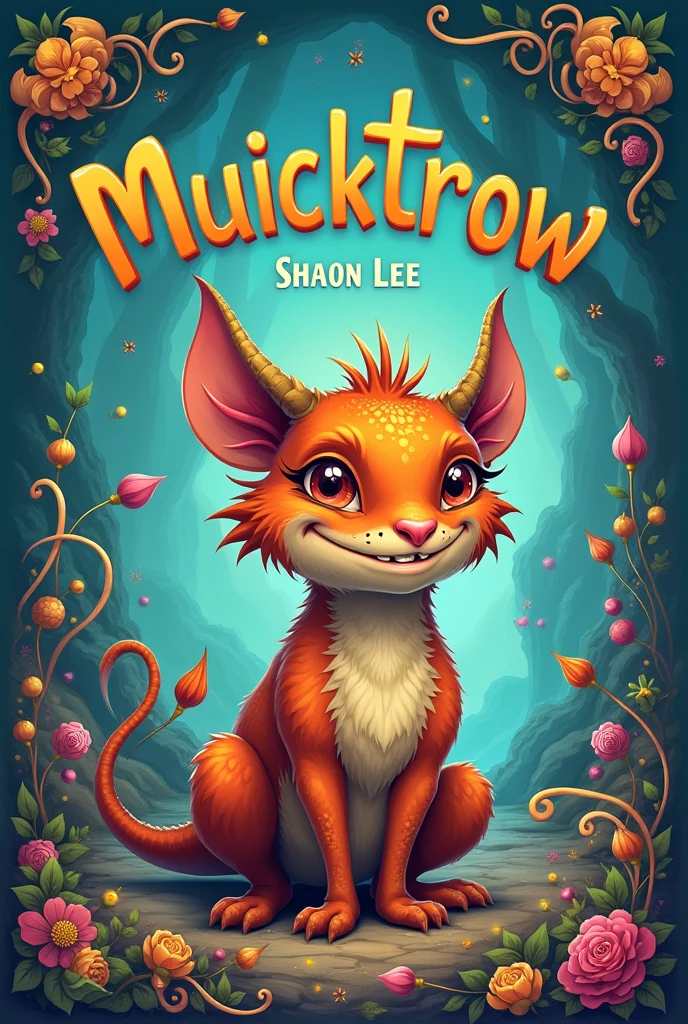 Create a 2D illustration of an animated "Muicktrow" title book ,It should have "shaon lee" as the author name