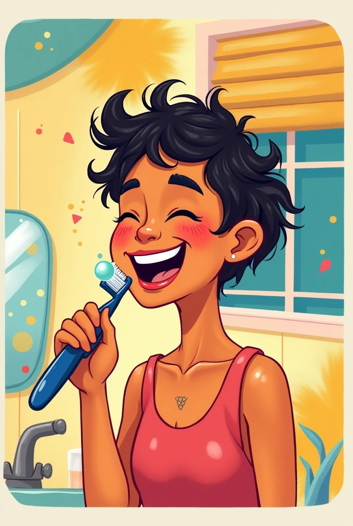 gay brushing teeth drawing happiness