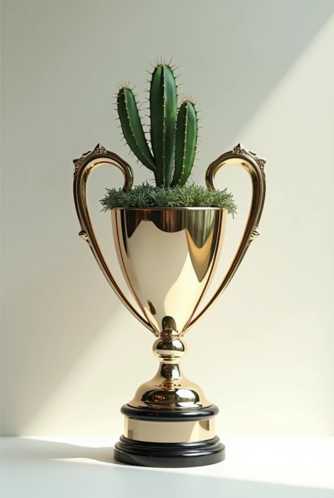 An elegant trophy with a cactus on top and the silhouette of a heart